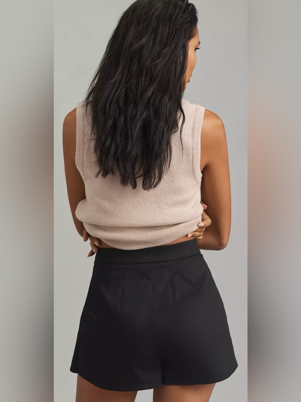 Maeve Pleated Skort Womens US 4 Black Anthropologie Cotton Elastane Side Zip - Picture 3 of 11